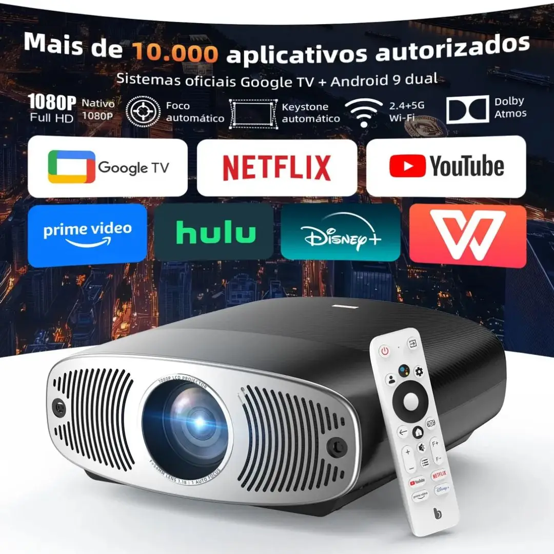 Projetor Bettdow AC1061 Android 4K 1000 ANSI Google TV
